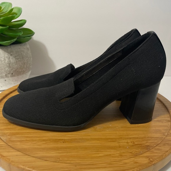 Adrienne Vittadini Brittiny Block‎ Heels Black Slip-On Loafer Pumps Size 8.5M - Picture 1 of 9